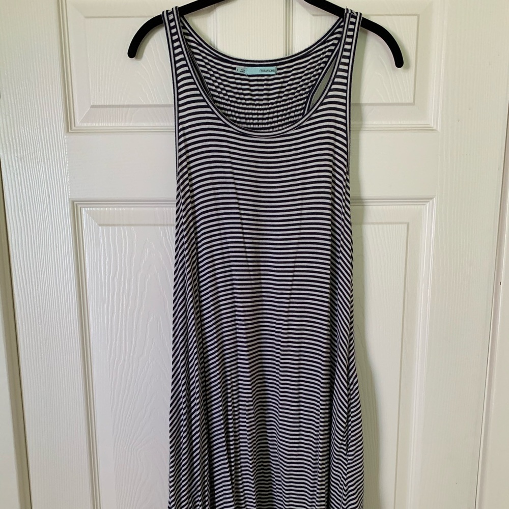 Navy and white tank top dress